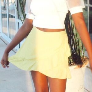 Women's Yellow Ruffle Mini Skirt